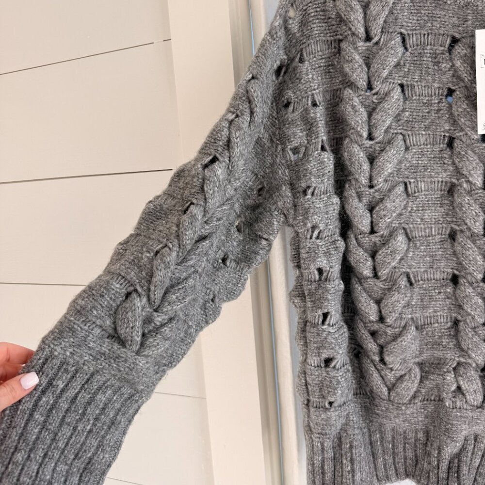 Zara Grey Cable Knit Sweater Medium Brand New with Tags - Picture 3 of 5